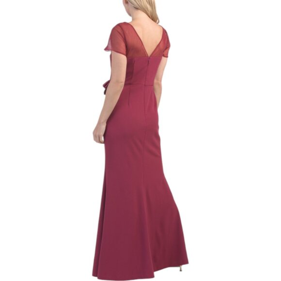 JS COLLECTIONS Short Sleeve Illusion Gown - Picture 2 of 4